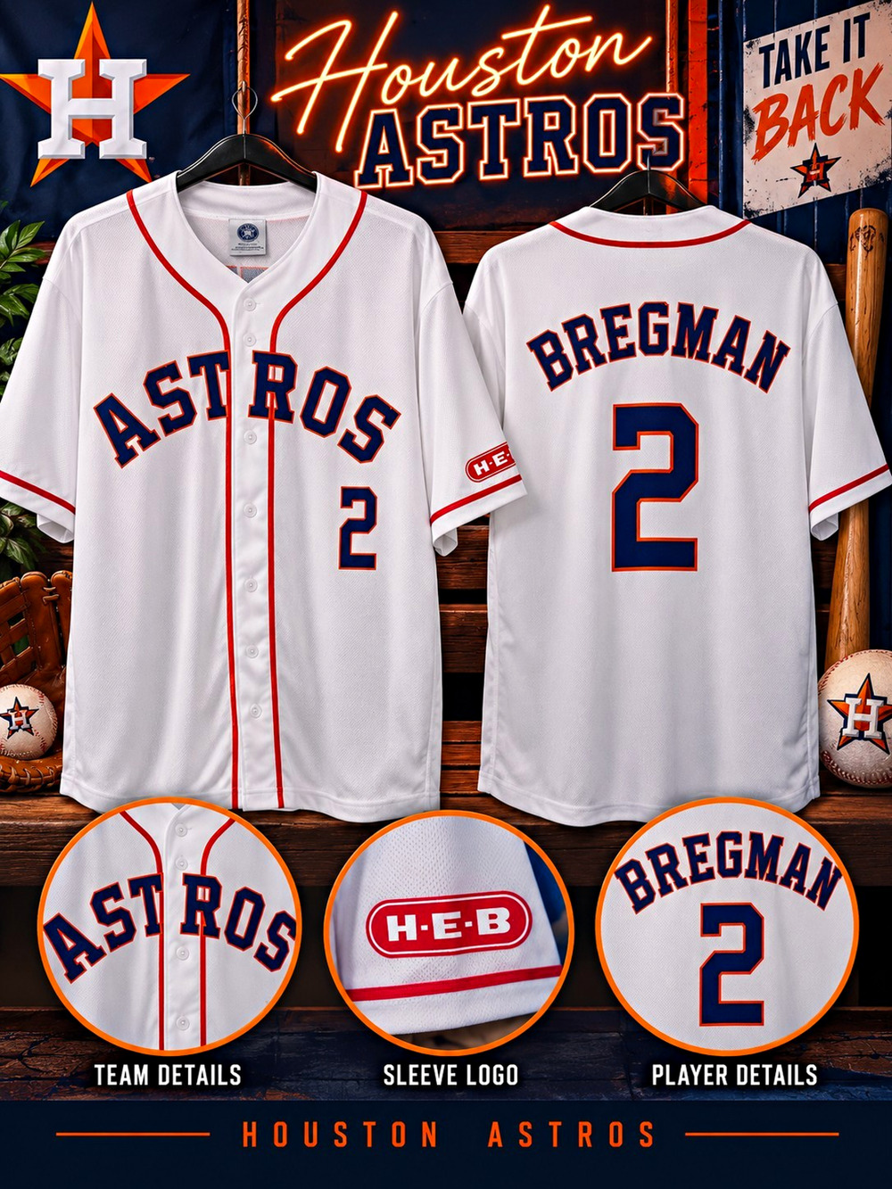 Houston Astros Alex Bregman #2 White Baseball Jersey Major League Baseball MLB